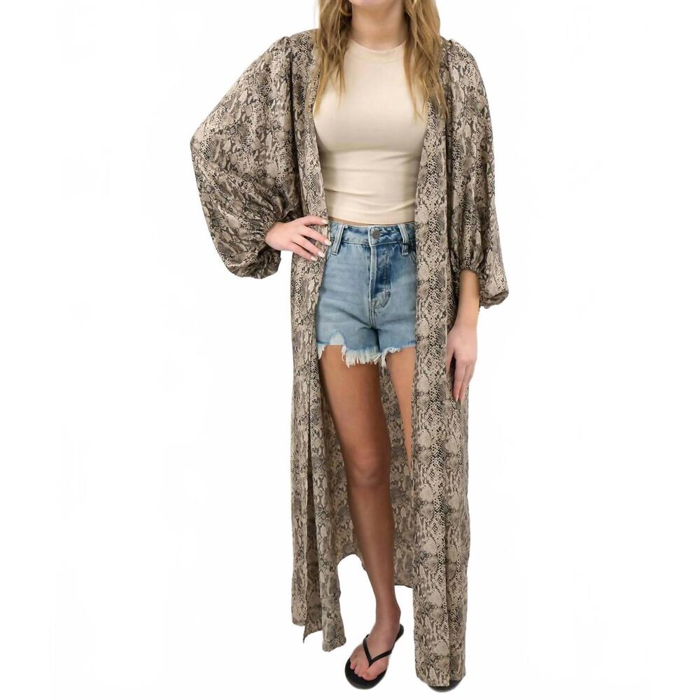 NEW ADRIENNE bubble sleeve duster in snake